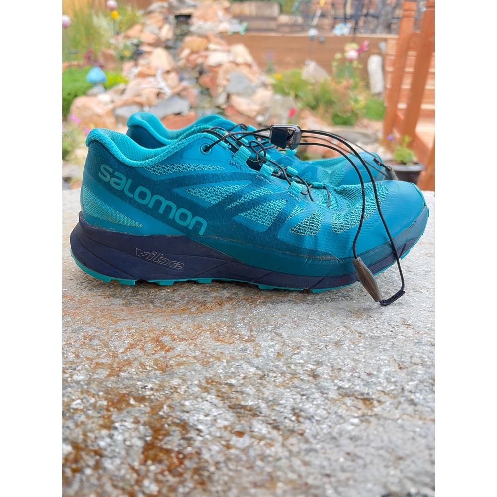Salomon Sense Ride Womens Trail Running Shoes Teal Blue 398477 Size 7